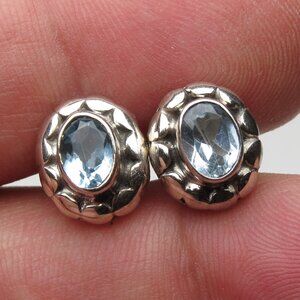 *925 Sterling Silver Genuine Topaz Earring Studs